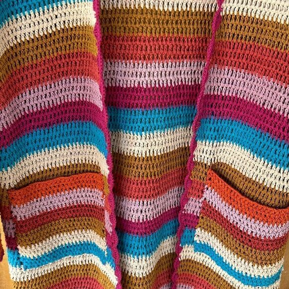 XiRENA Arlet Dream State long sleeve midi crochet cardigan cotton stripes XS - Picture 15 of 17